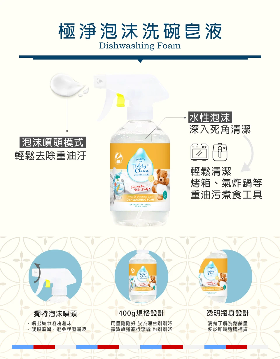 清淨海-純淨泰迪極淨泡沫洗碗皂液400g