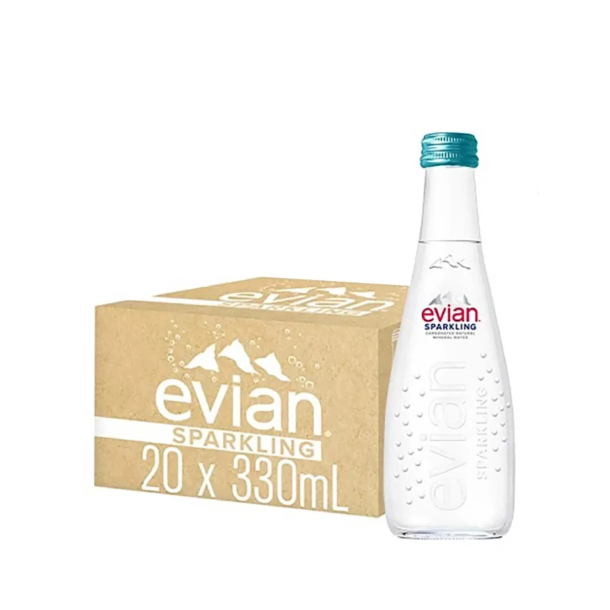 【Evian】氣泡天然礦泉水 330ml*20入(玻璃瓶裝)