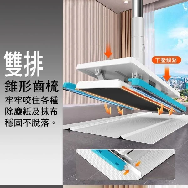 【家簡塵除】萬用夾拖把+紗窗旋轉刷+極超細纖擦拭抹布