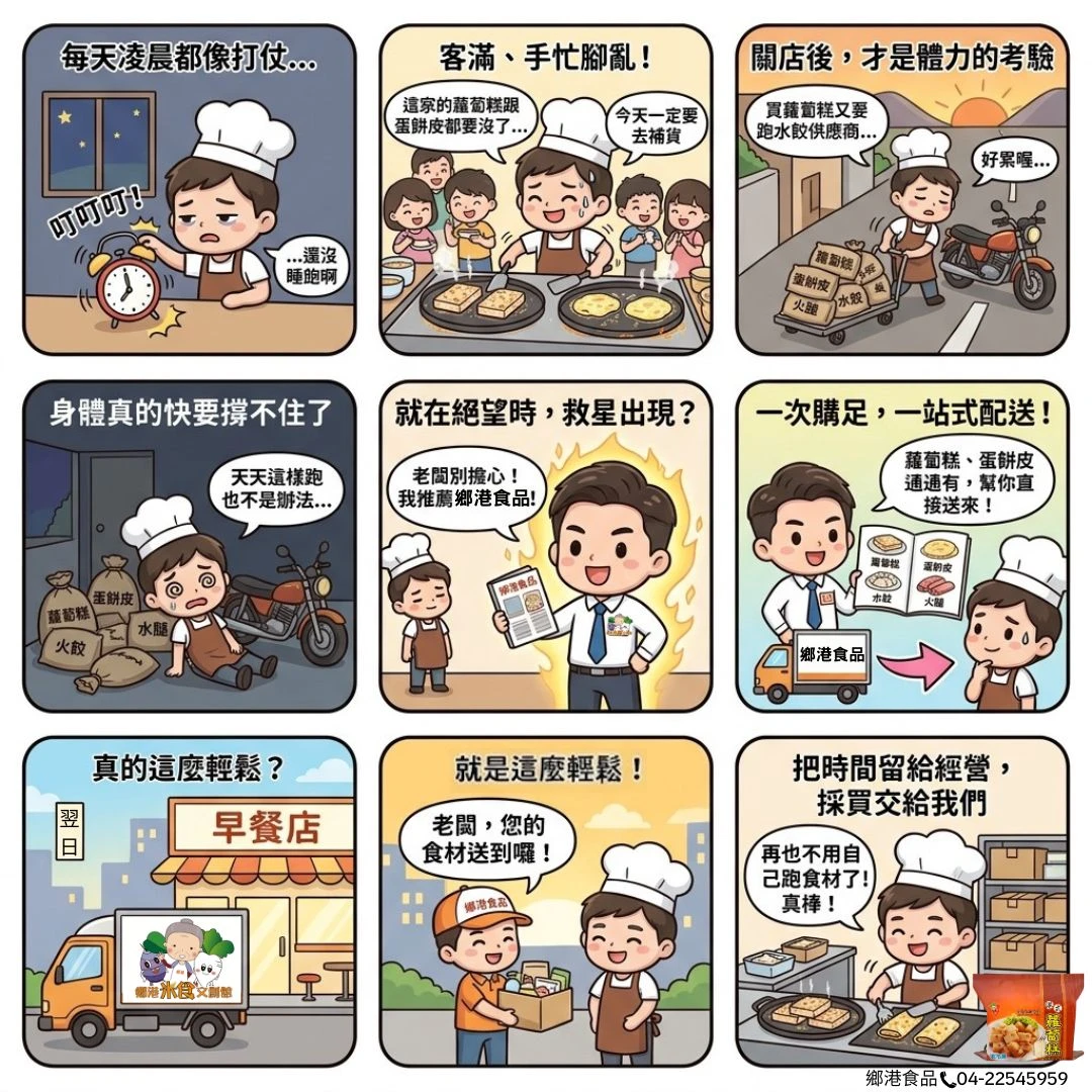 台中早餐店批發食材首選｜鄉港食品：食材一站式配送到店！