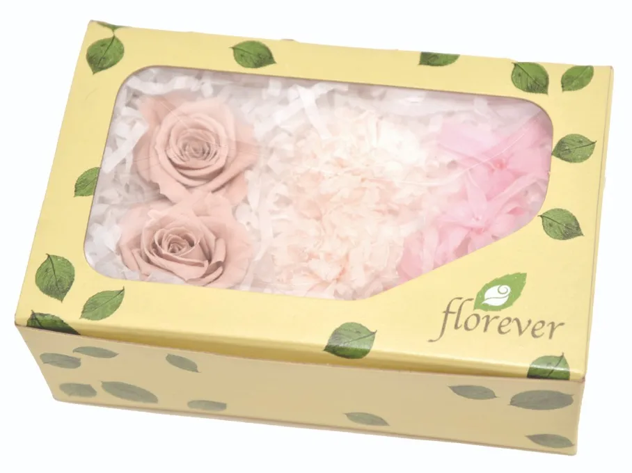 日本Florever 玫瑰康乃馨永生花組合 裸粉色系