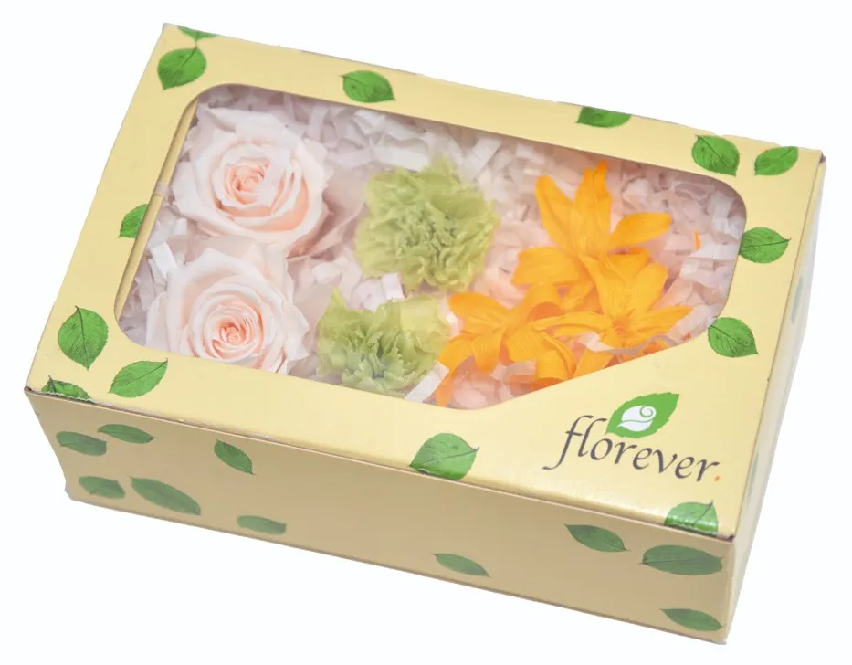 日本Florever 玫瑰康乃馨永生花組合 黃綠色系