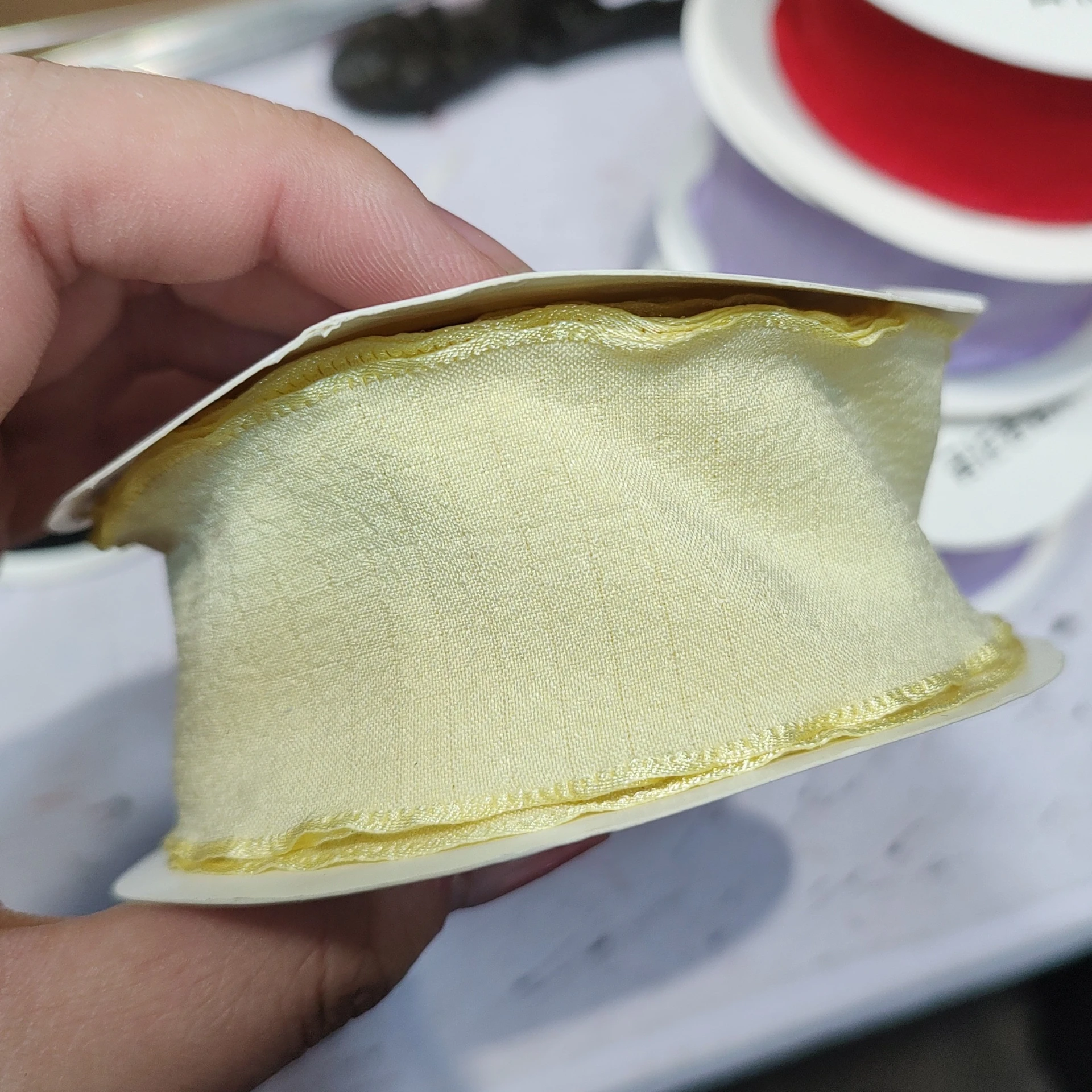 出清特價 4公分 荷葉邊亞麻魚尾絲帶 緞帶