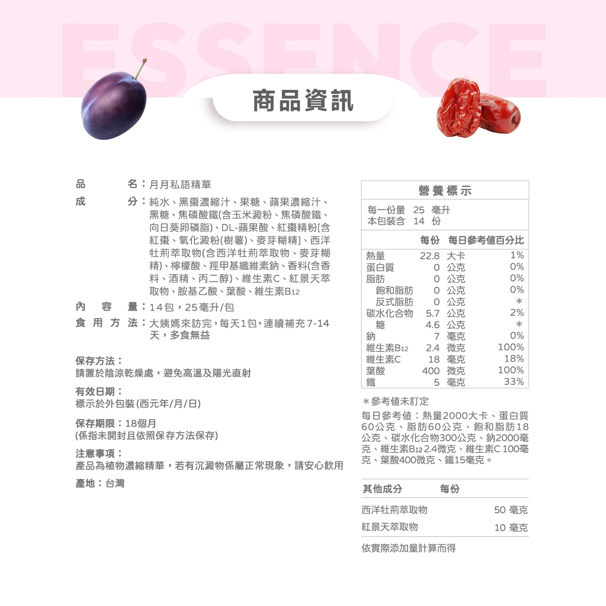 營養標示,成分,食用方式