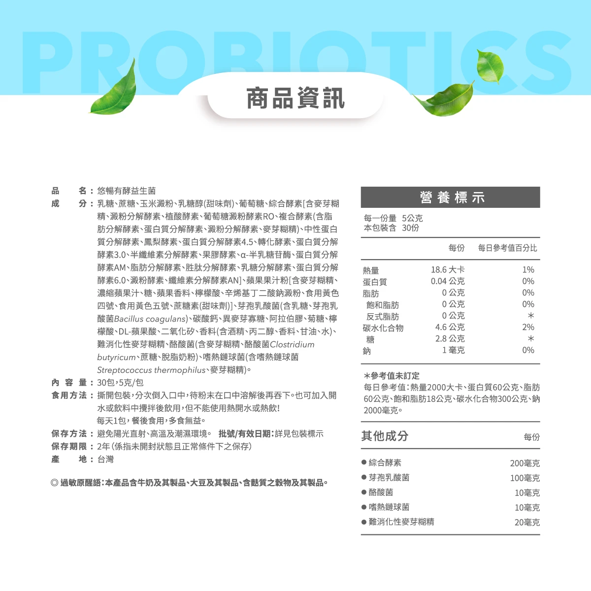 營養標示,成分,食用方式