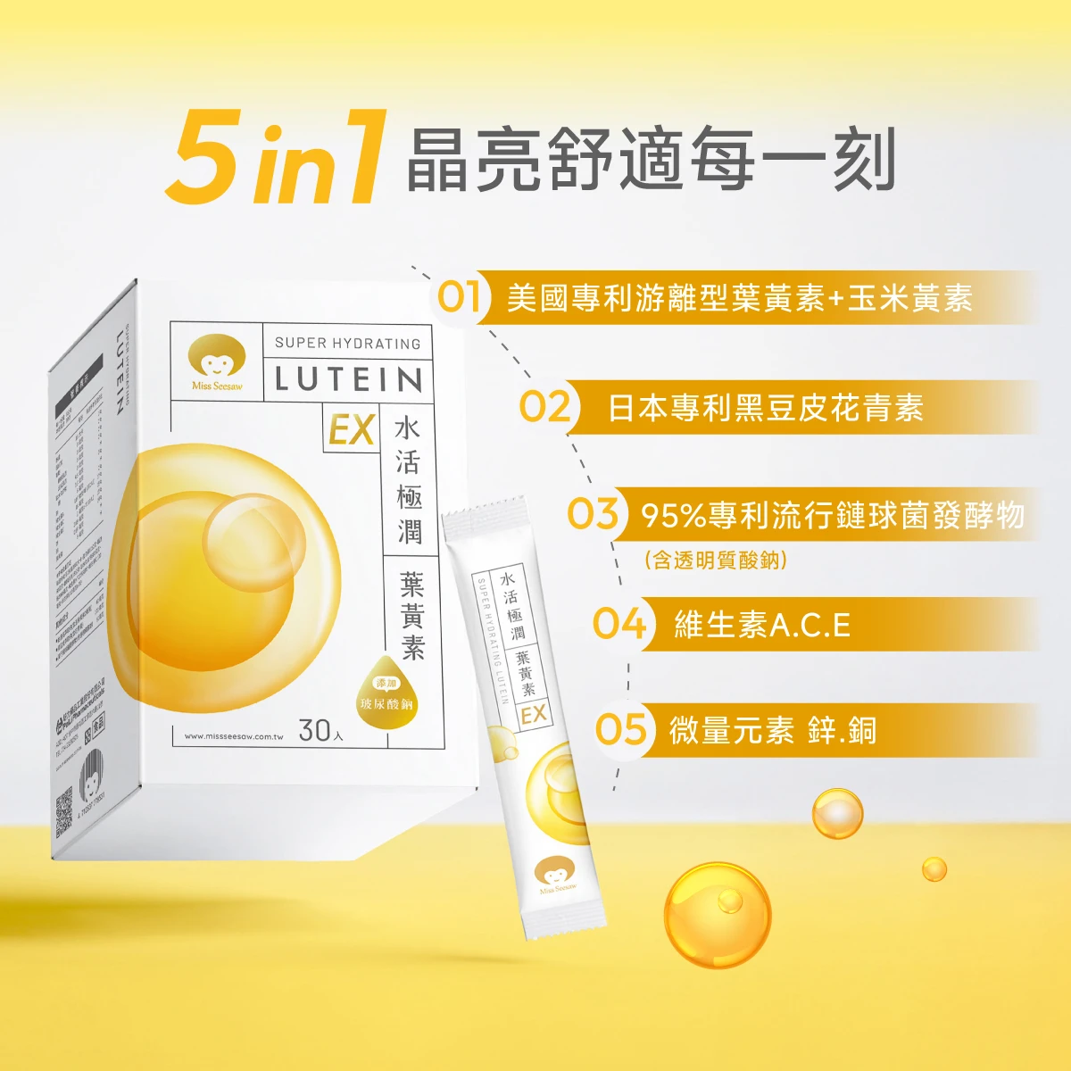 美國專利,FloraGLO®​,游離型葉黃素,玉米黃素,日本專利,黑豆皮,玻尿酸,鋅,銅,維生素A,C,E