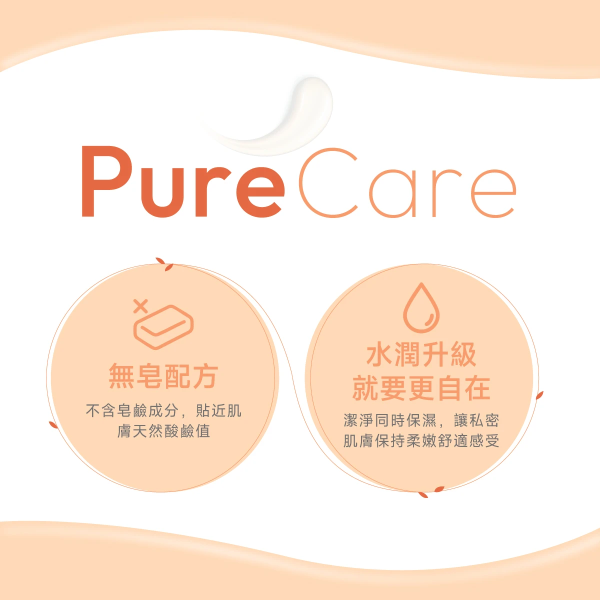 絲膚潔帶來最純粹的PureCare，不含皂鹼成分，貼近肌膚天然酸鹼值；科研級鎖住清新感，實測潔淨清爽，長效維持私密肌膚的舒適與自在