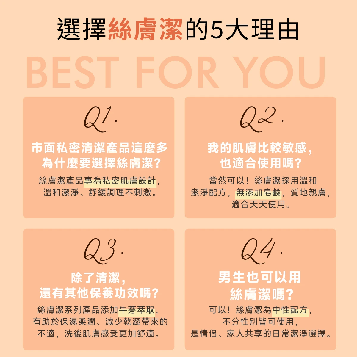 絲膚潔為中性配方，不分性別皆可使用，是情侶、家人共享的日常潔淨選擇