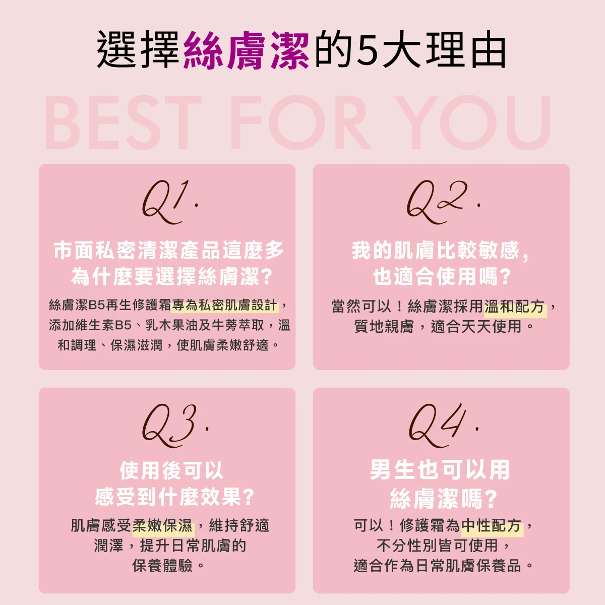 絲膚潔採溫和配方，不分性別皆可使用，是情侶、家人共享的日常保養選擇