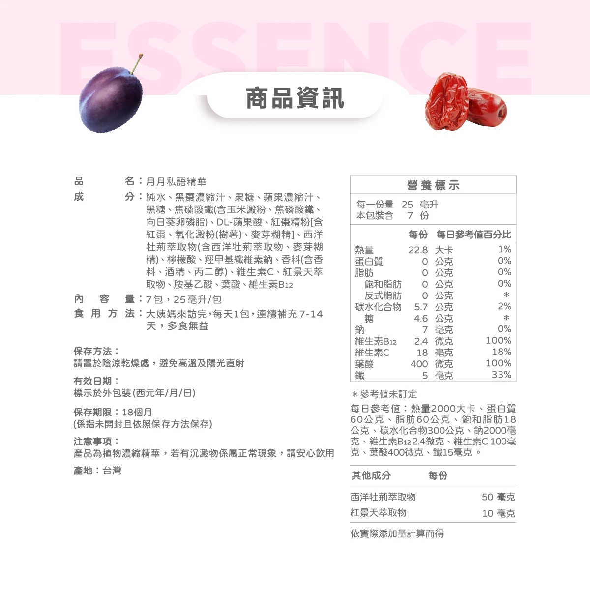 營養標示,成分,食用方式