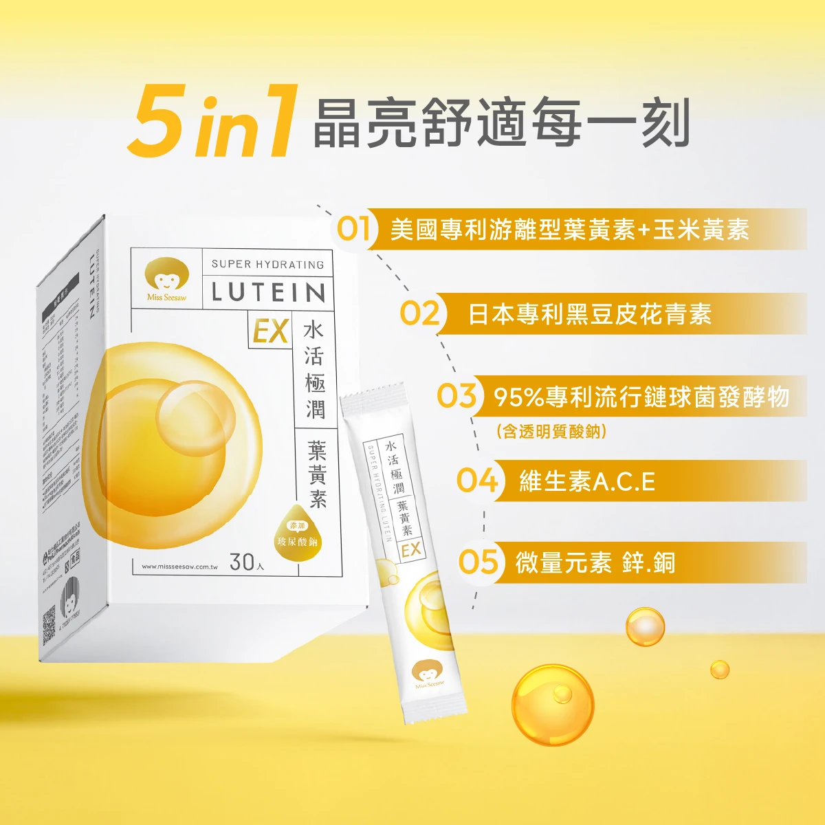 美國專利,FloraGLO&reg;​,游離型葉黃素,玉米黃素,日本專利,黑豆皮,玻尿酸,鋅,銅,維生素A,C,E