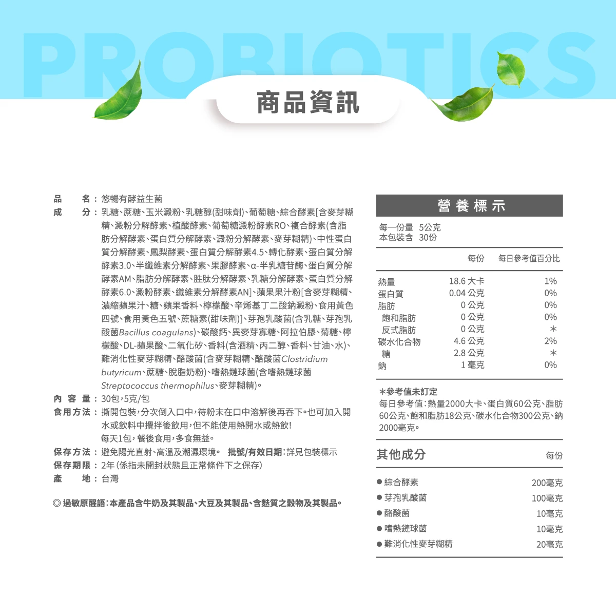 營養標示,成分,食用方式
