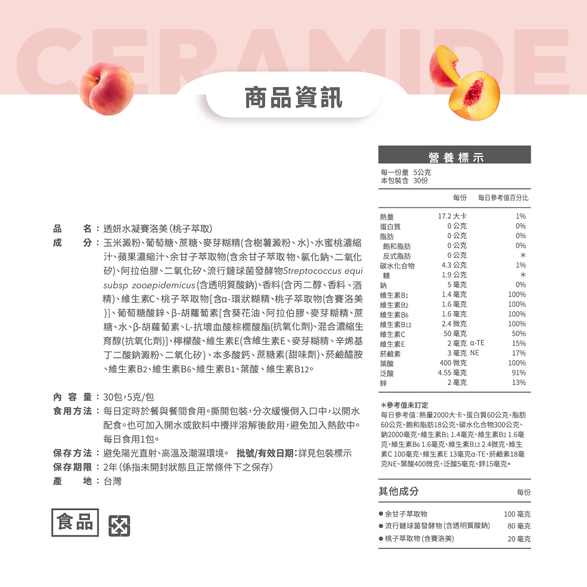 營養標示,成分,食用方式