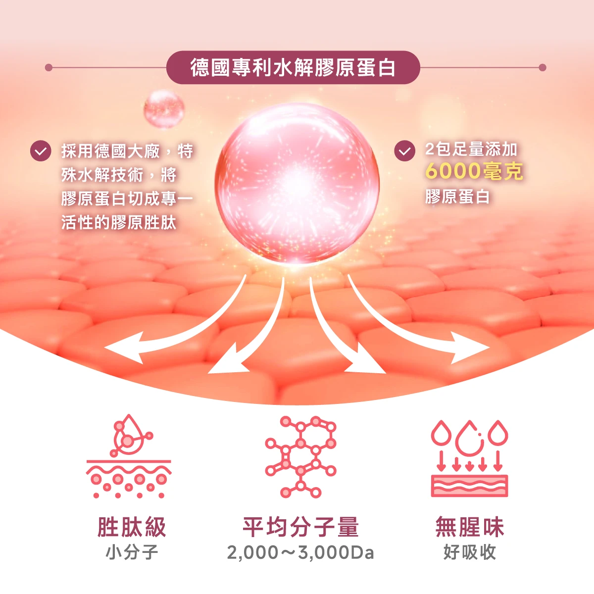 日德專利PO&middot;OG雙膠原蛋白,採用日德百年大廠,專利製程,2包足量添加6000毫克,無腥味,胜肽級小分子