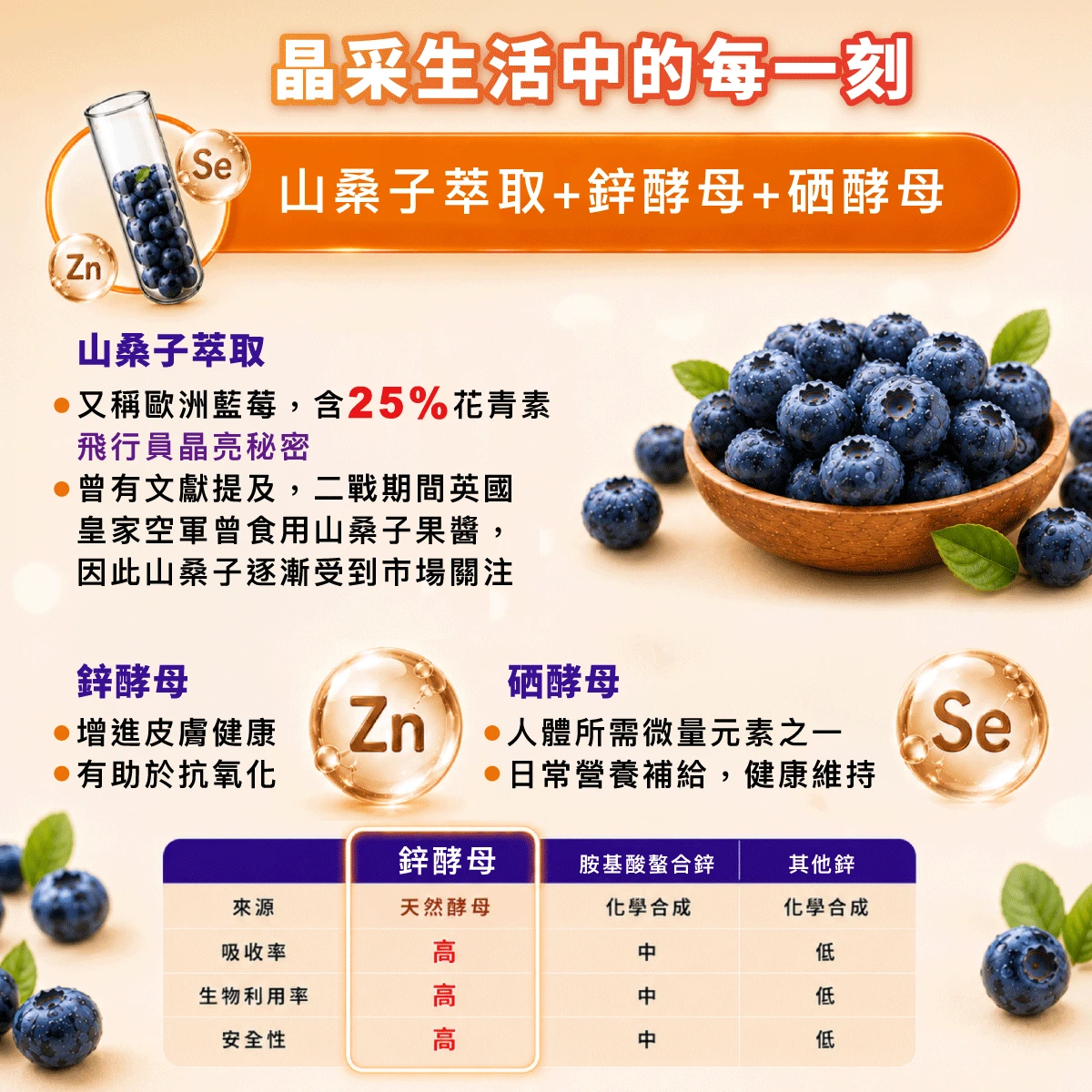 晶采生活.山桑子.花青素.25%花青素,鋅.硒.鋅酵母.硒酵母.抗氧化.飛行員.歐洲藍莓.皮膚