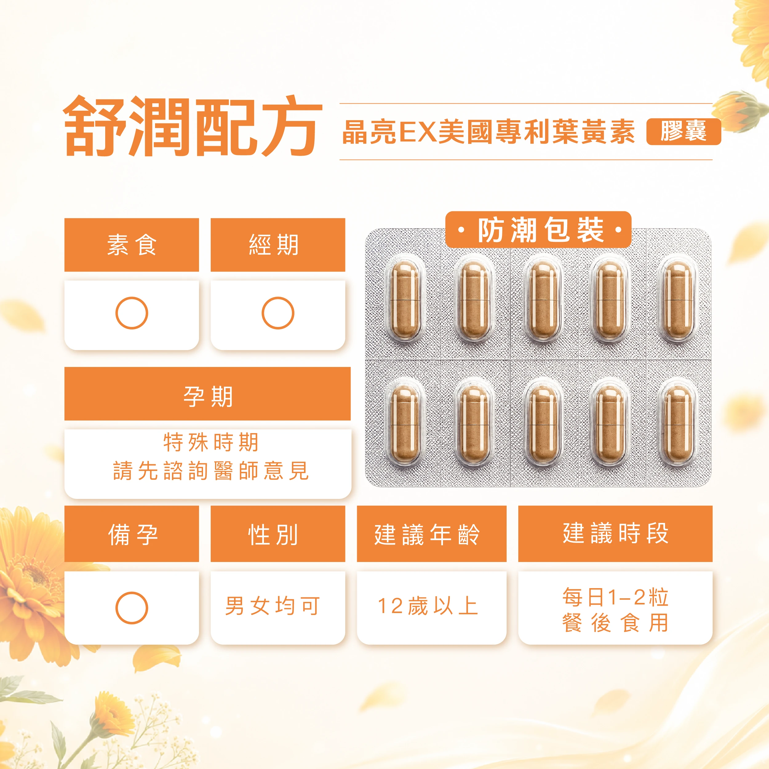 舒潤配方,男女,白天餐後