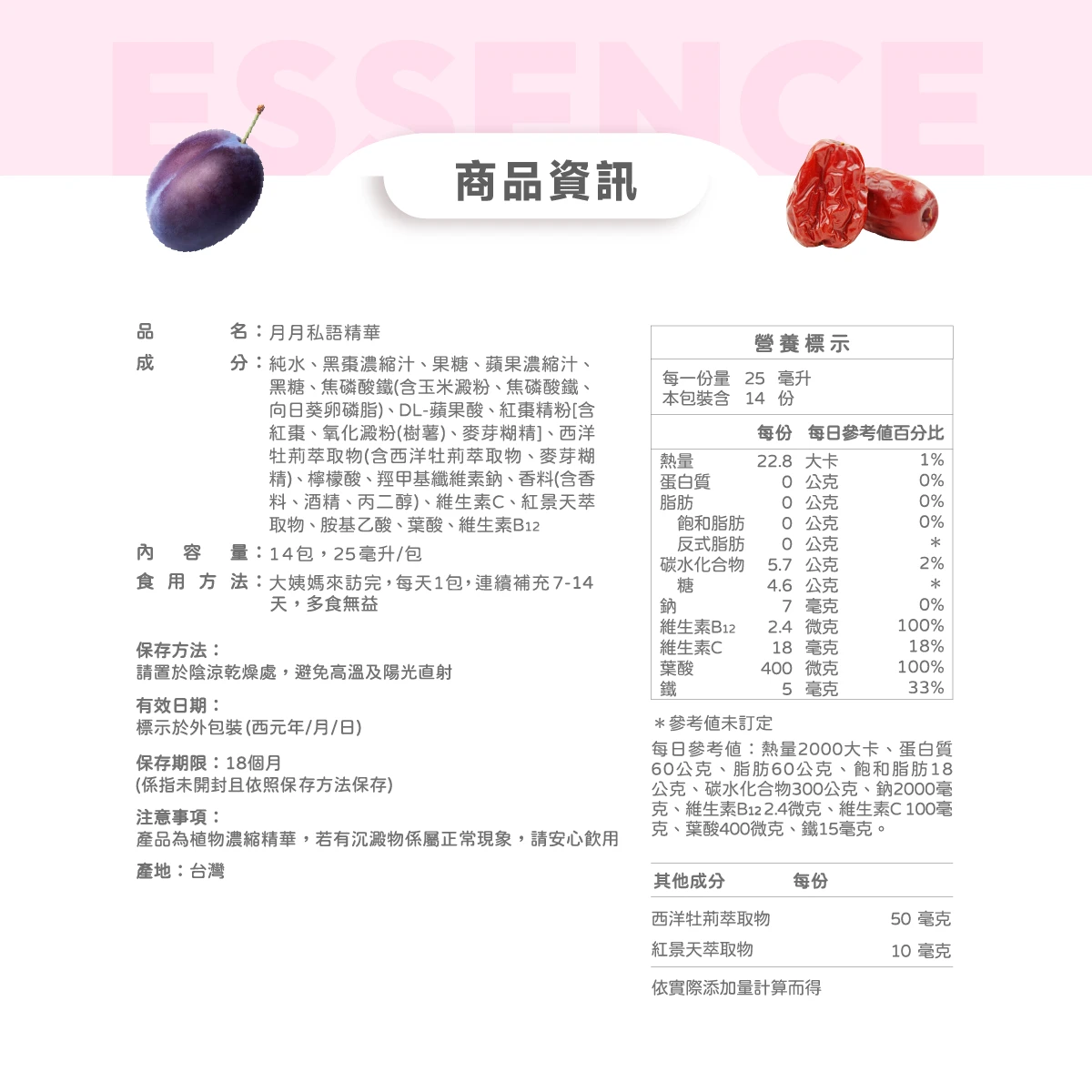 營養標示,成分,食用方式