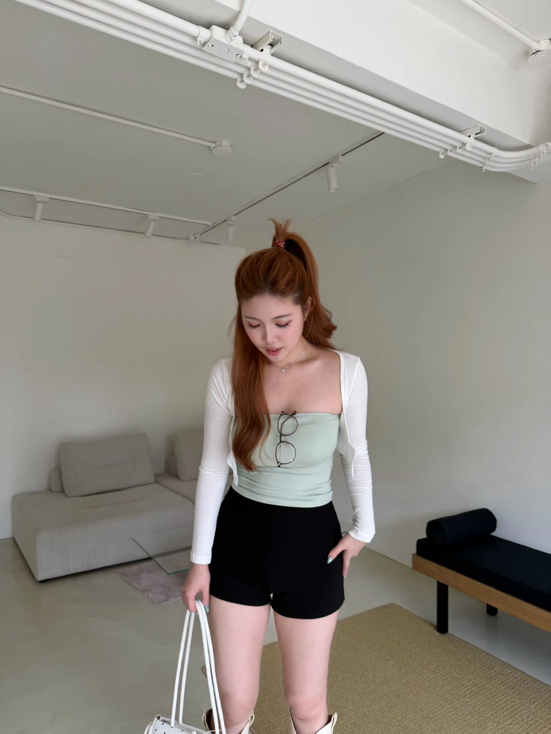 🍵韓女本命色撞色平口外套套裝