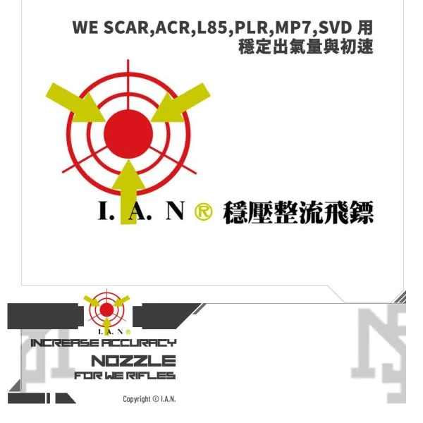 I.A.N. 穩壓整流飛鏢 (WE M4,SCAR,ACR,L85,PLR,MP7,SVD 用)
