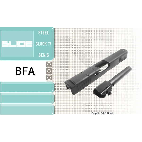 BFA GHK Glock G17 GEN.5 用 鋼製滑套、蓋板、外管組