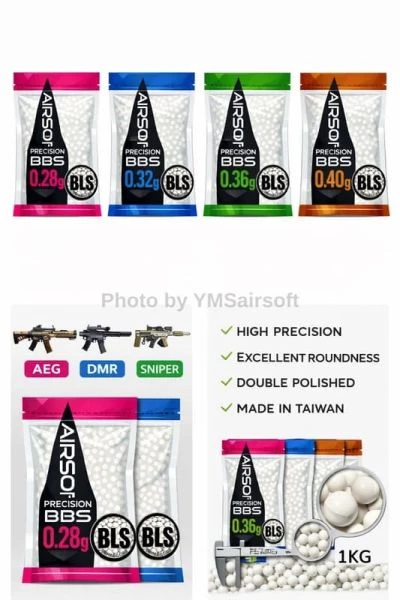 BLS 0.28/0.32/0.36/0.4g-一公斤裝 6mm 精密研磨BB彈 一般彈 非環保彈