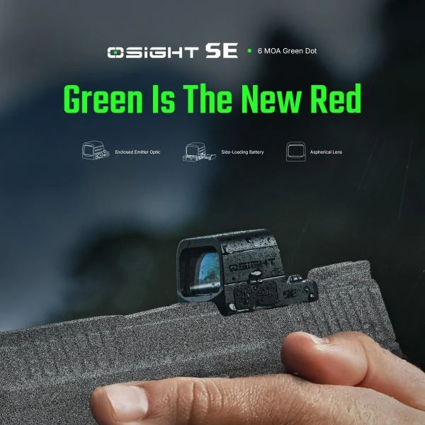 OLIGHT Osight SE GN 封閉式 6 MOA 綠點瞄準器 非球面透鏡 封閉式發射器 側置電池 R1620