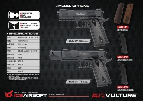 ICS Vulture 1911 GBB/CO2 手槍