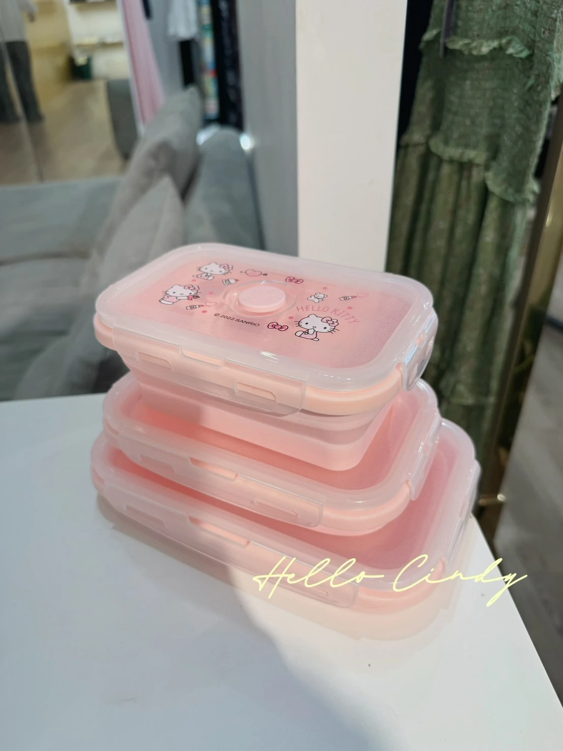 07090 凱蒂貓矽膠耐熱可伸縮便當盒三件組