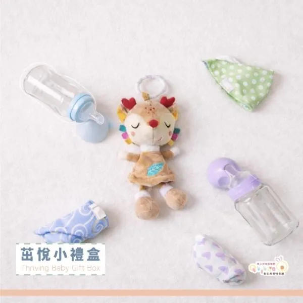 Qbibiya新生兒禮物 | 茁悅小禮盒多款-奶瓶+音樂拉鈴+吸水圍兜(滿月禮盒彌月禮盒新生兒生日禮物)