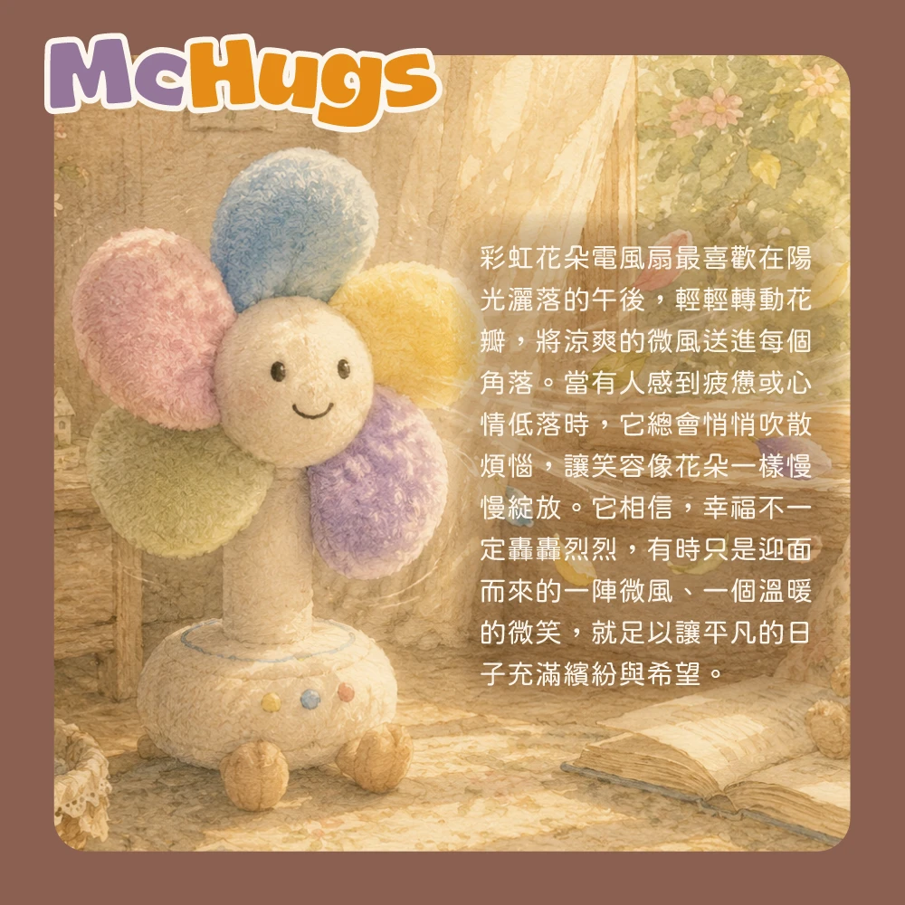 彩虹花朵電風扇25CM