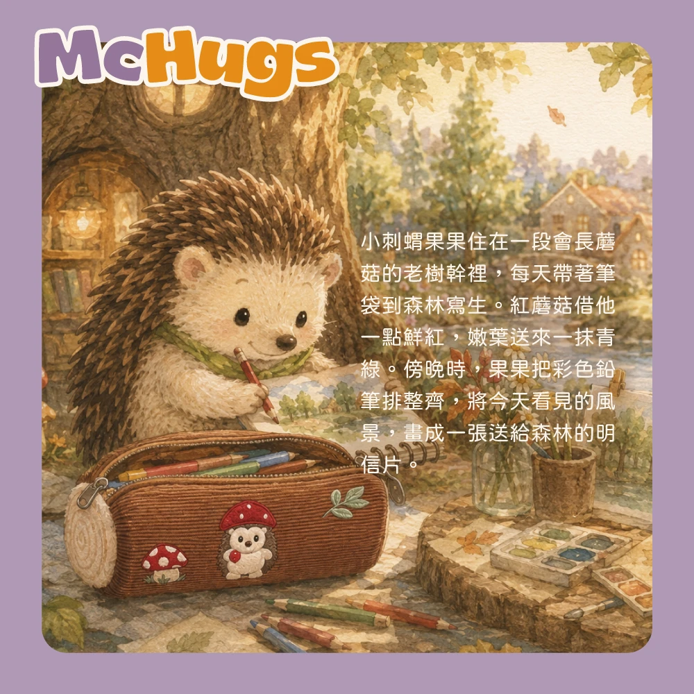 蘑菇小刺蝟筆袋