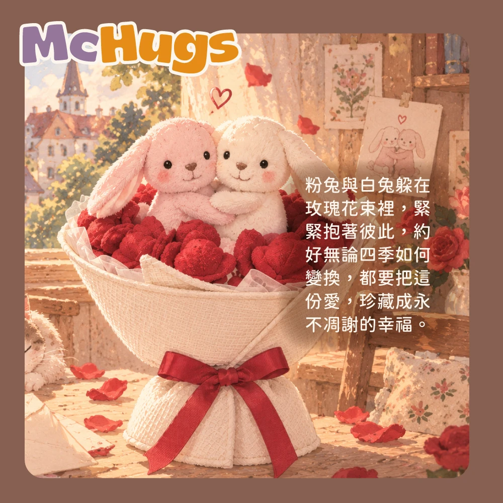 對抱來瑞特兔玫瑰手捧花