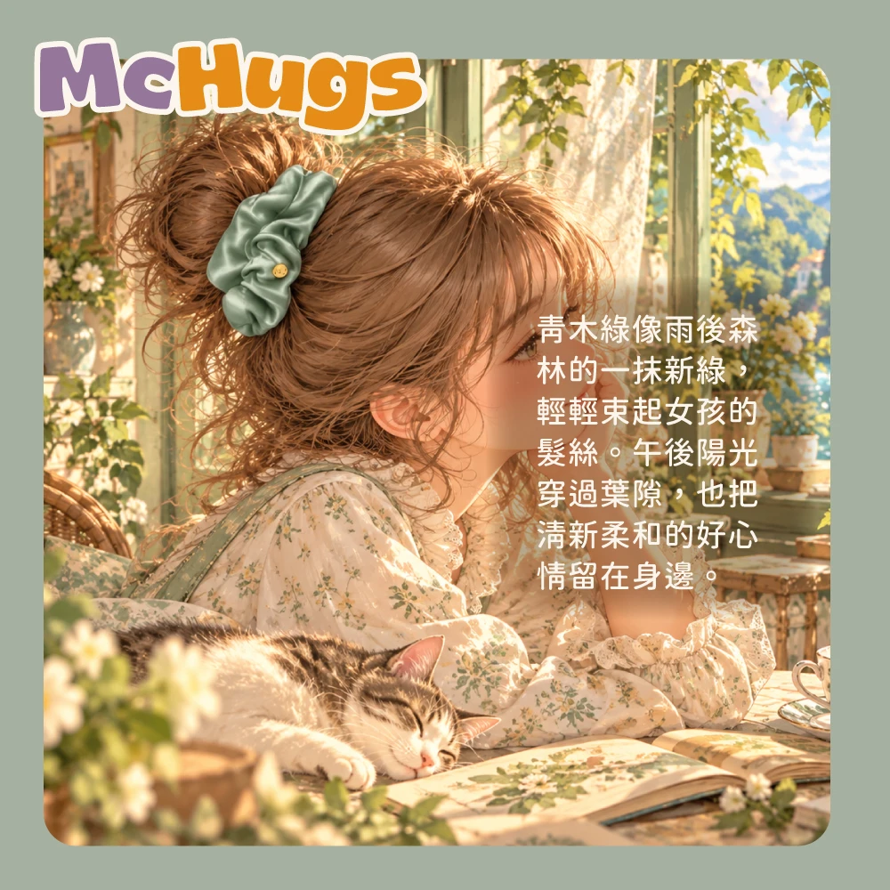 青木綠醋酸絲緞髮圈