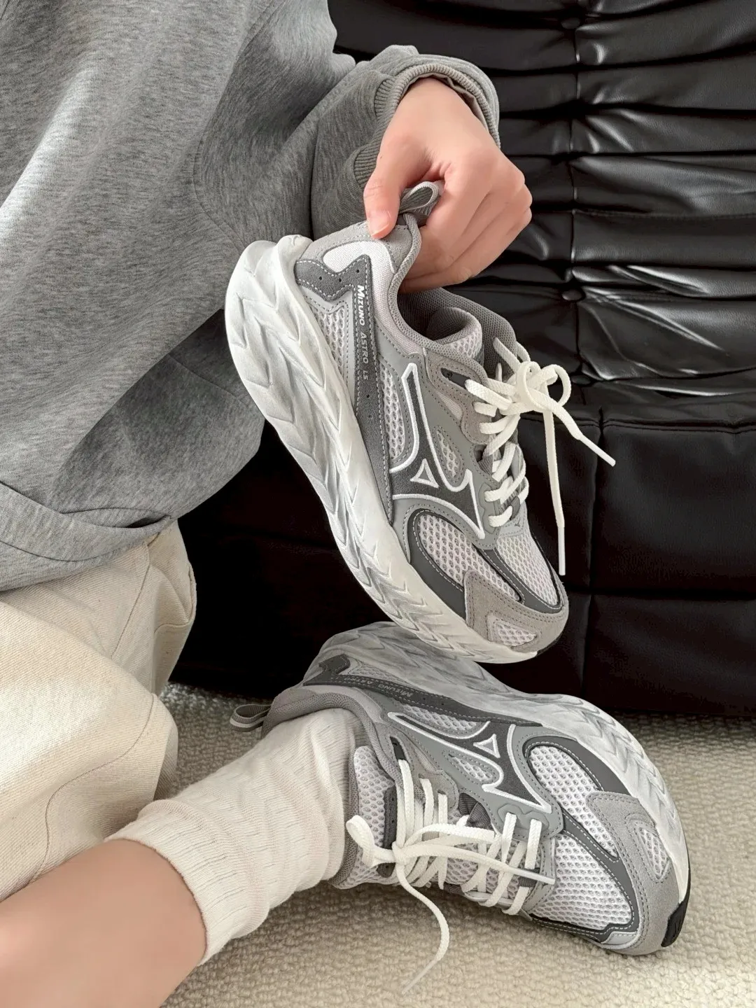 MIZUNO ASTRO LS 灰藍 復古 增高 厚底 男女鞋 D1GH252106