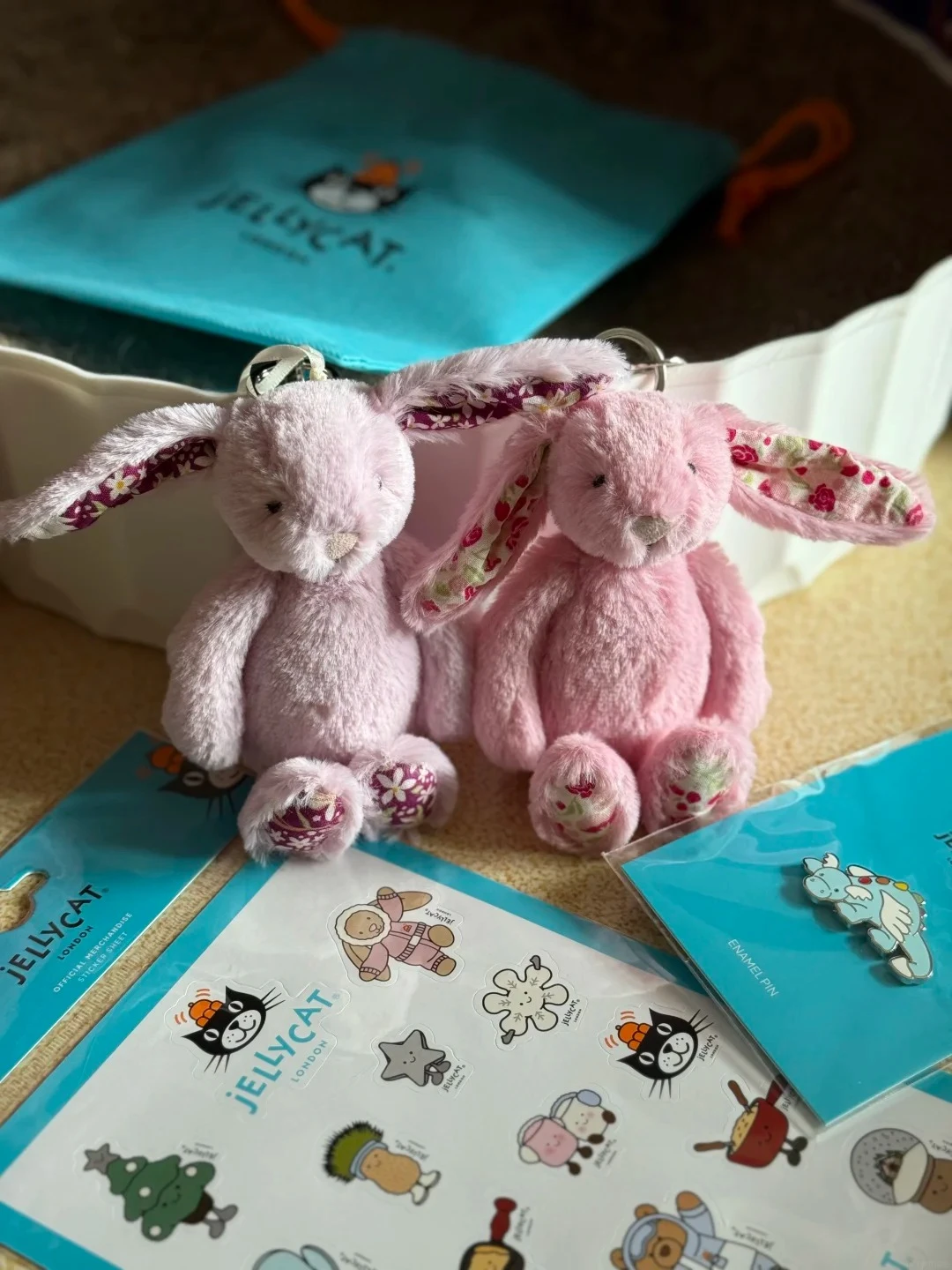 jELLYCAT 吊飾 邦妮兔 兔兔 粉紅花布 碎花