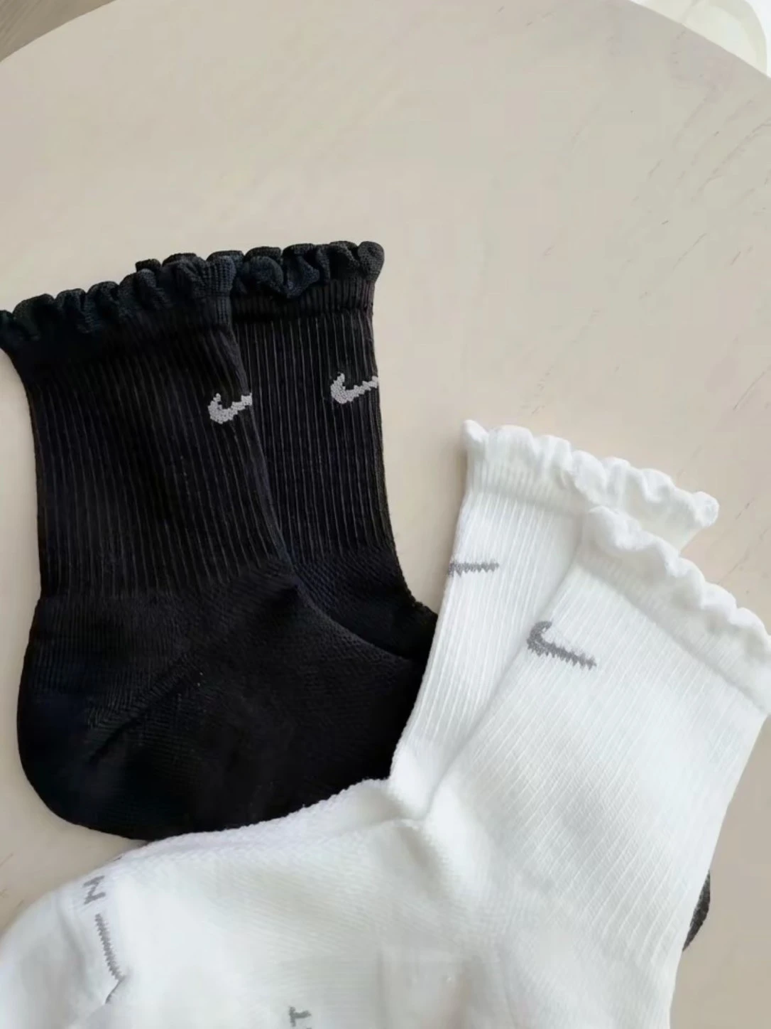 Nike Everyday Elevated 中筒襪 花邊 襪子 白色 棕色 (2雙/組) IH8621-903