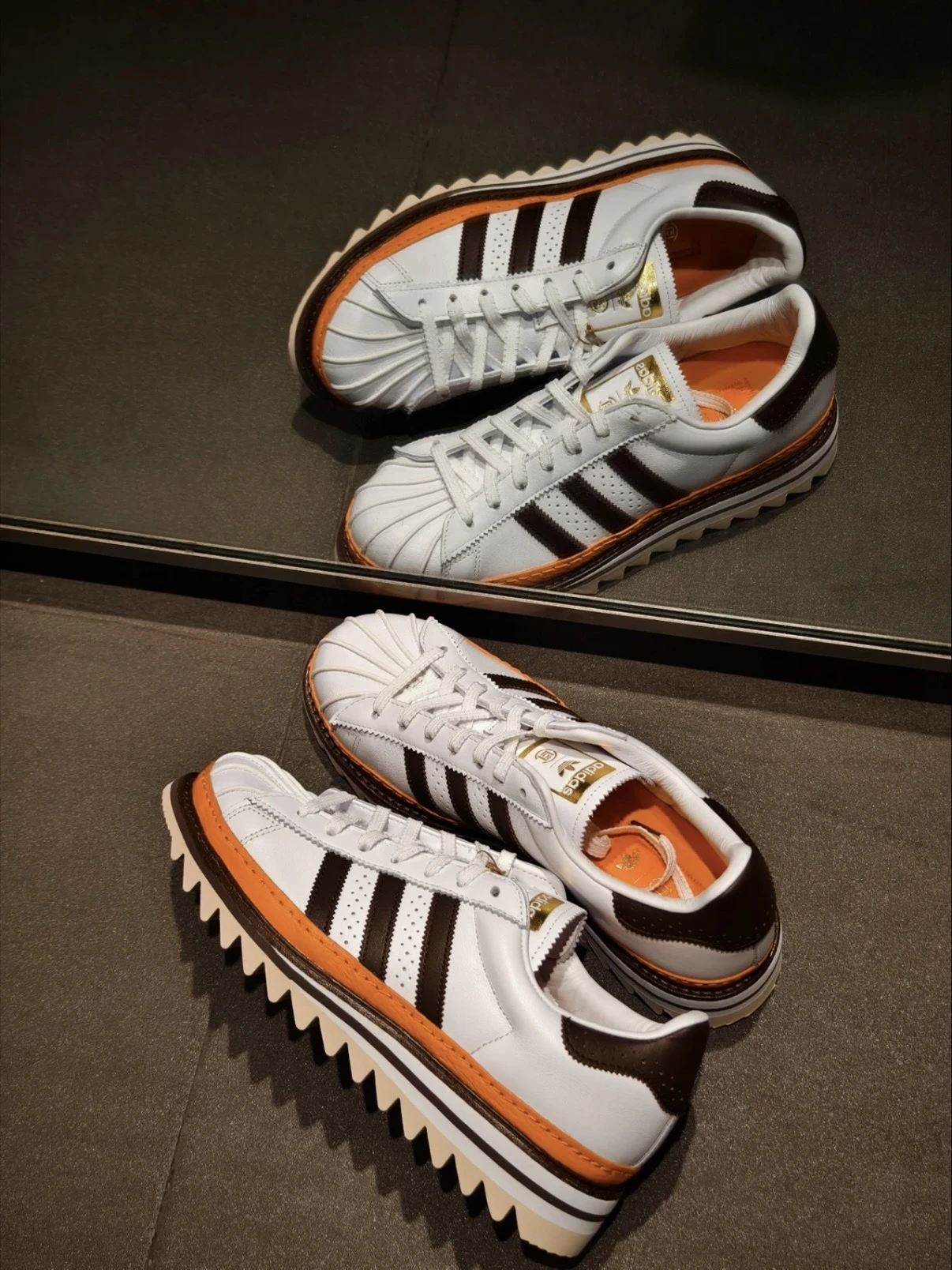 CLOT x adidas Originals Superstar Ex Orange B Coffee 白棕橘 鋸齒厚底 樂福流蘇 KK1388