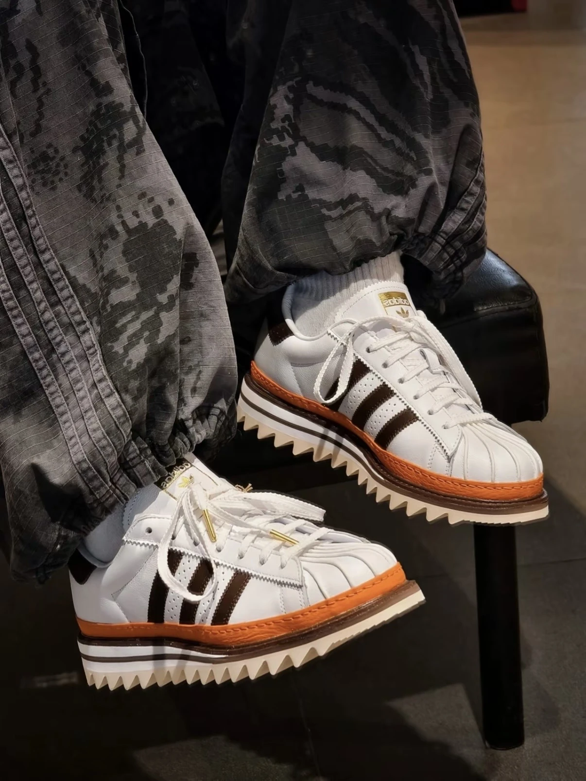 CLOT x adidas Originals Superstar Ex Orange B Coffee 白棕橘 鋸齒厚底 樂福流蘇 KK1388
