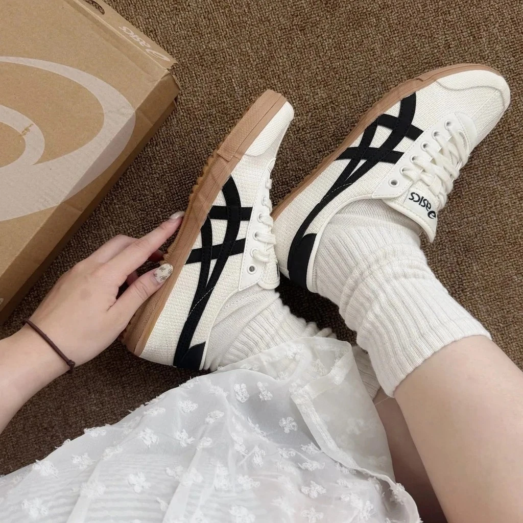 ASICS TSG-110 奶油白黑 亞麻 編織帆布 焦糖底 1203A516-100