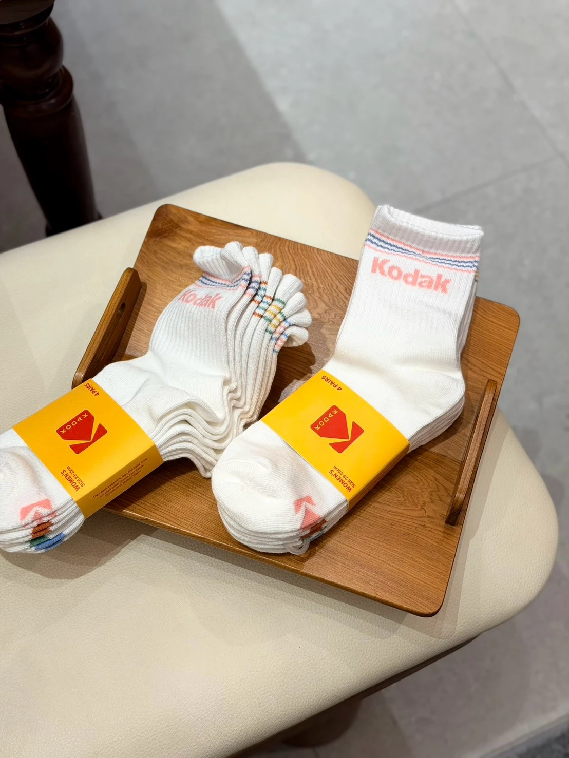 Kodak 柯達 韓國限定 4雙入 中筒襪 襪子 (23-25cm)