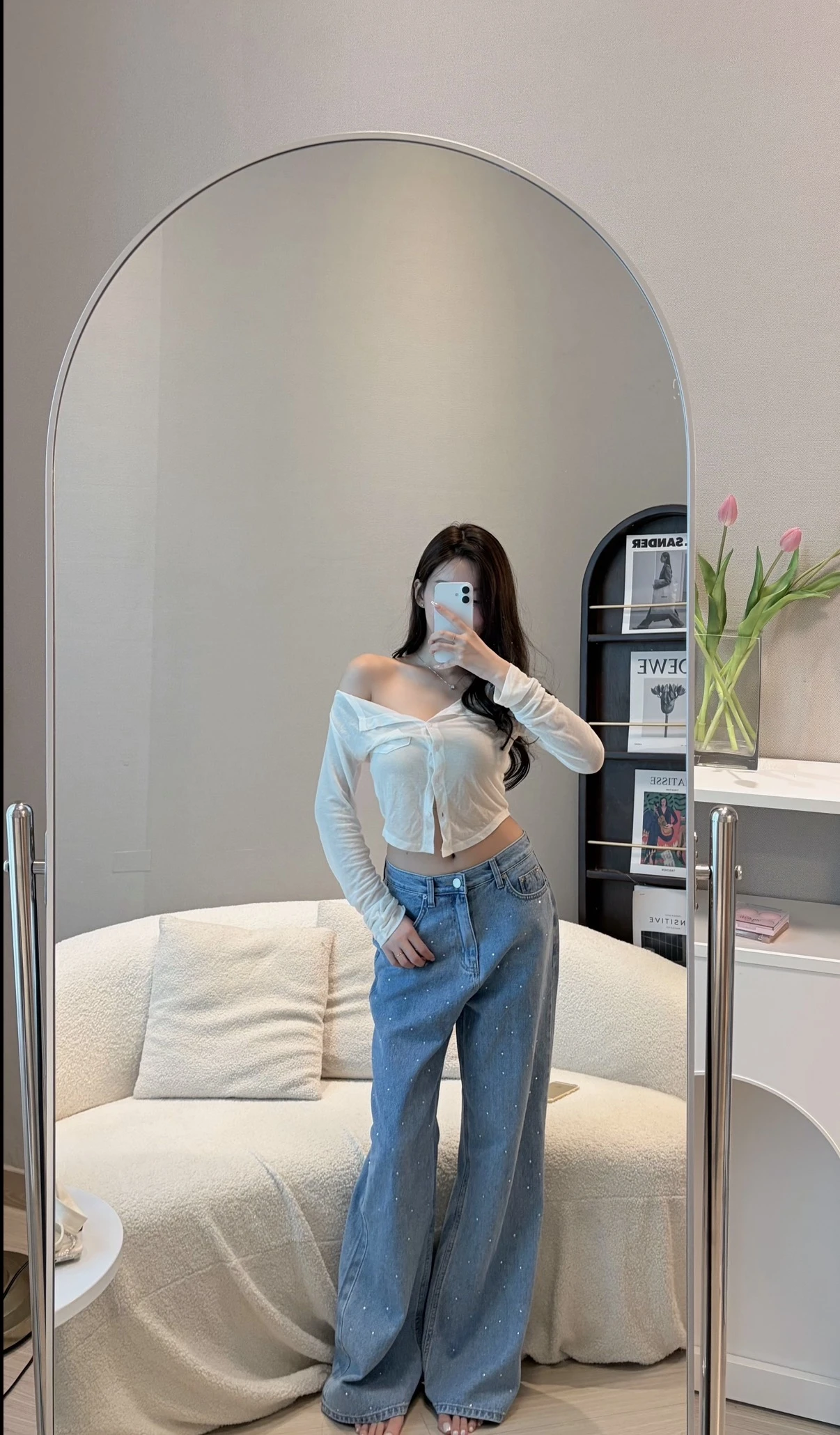 🇰🇷細閃小鑽直筒牛仔褲
