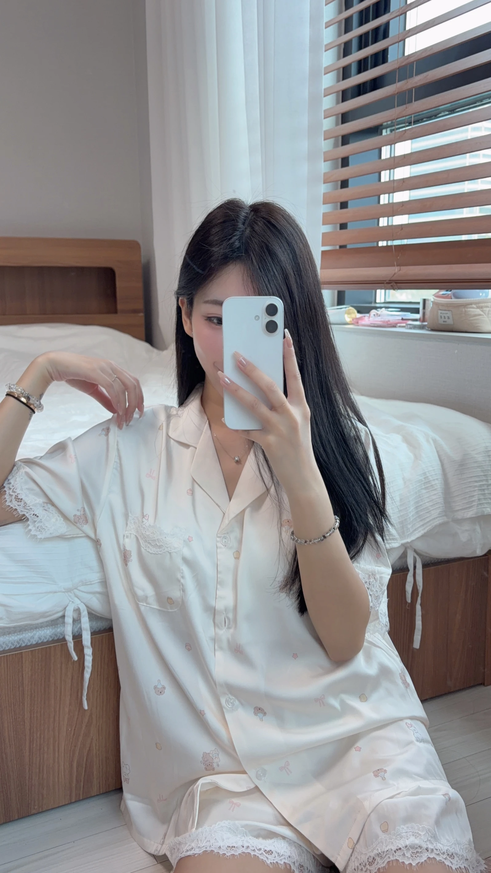 🇰🇷韓國熊熊冰絲緞面胸墊睡衣套裝
