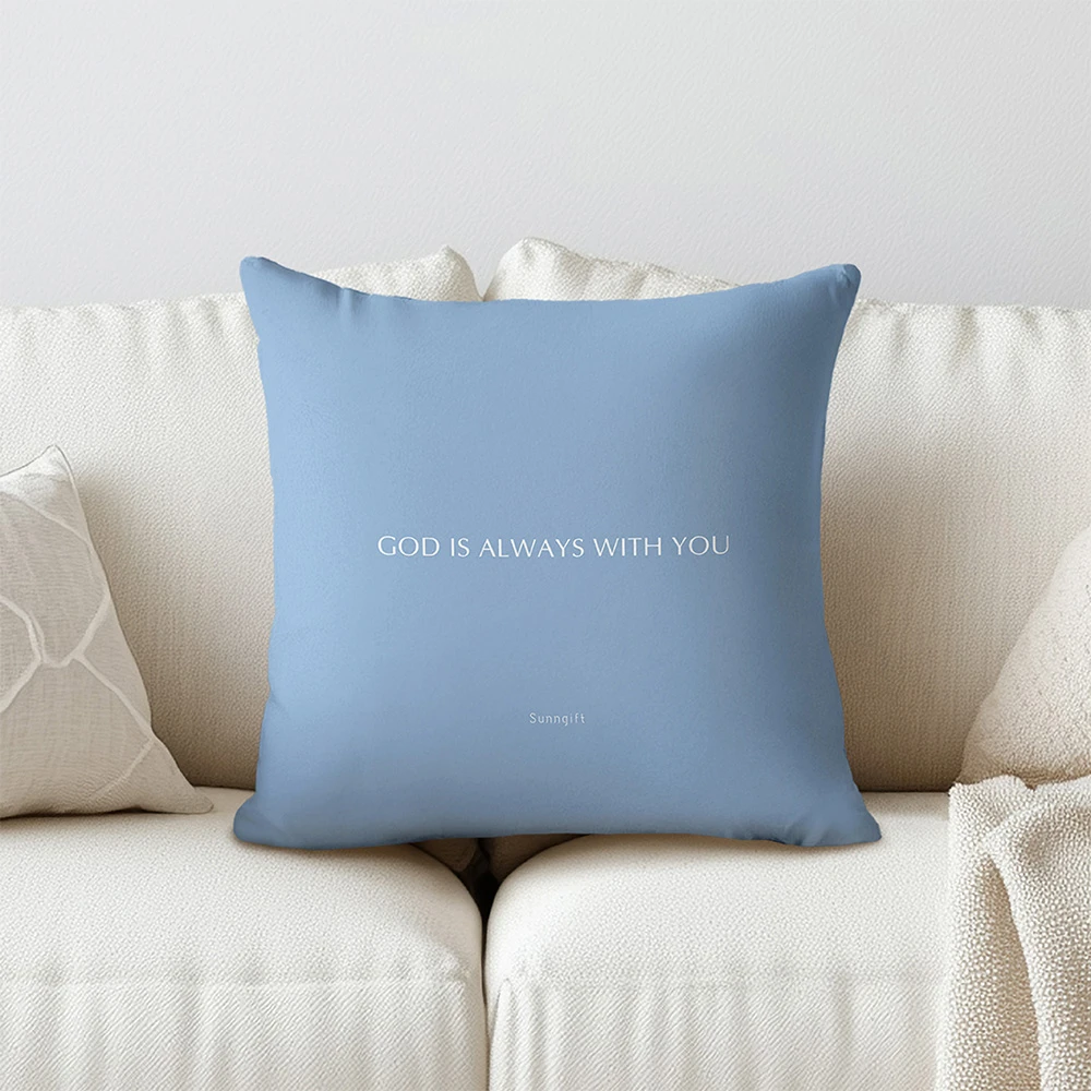 懷特熊天鵝絨抱枕-GOD IS ALWAYS WITH YOU