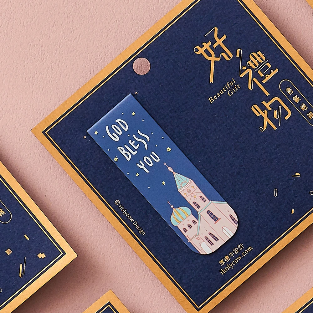 繽紛書籤磁鐵-GOD BLESS YOU (藍底)