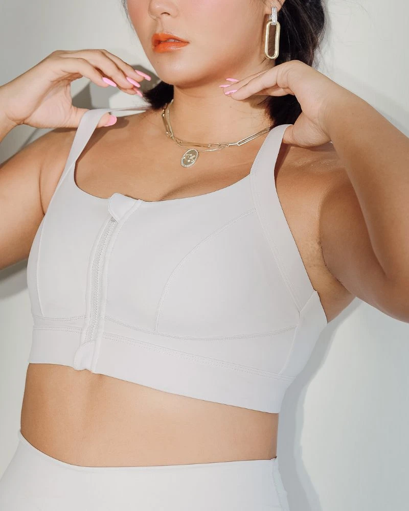 S-5XL｜高強度固定式拉鍊運動內衣-象牙白(新色)