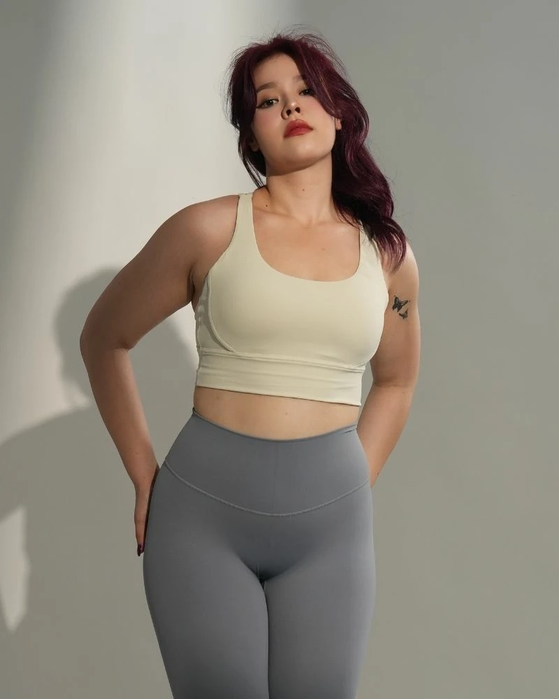 高穩定｜交叉彈性寬肩運動內衣-象牙