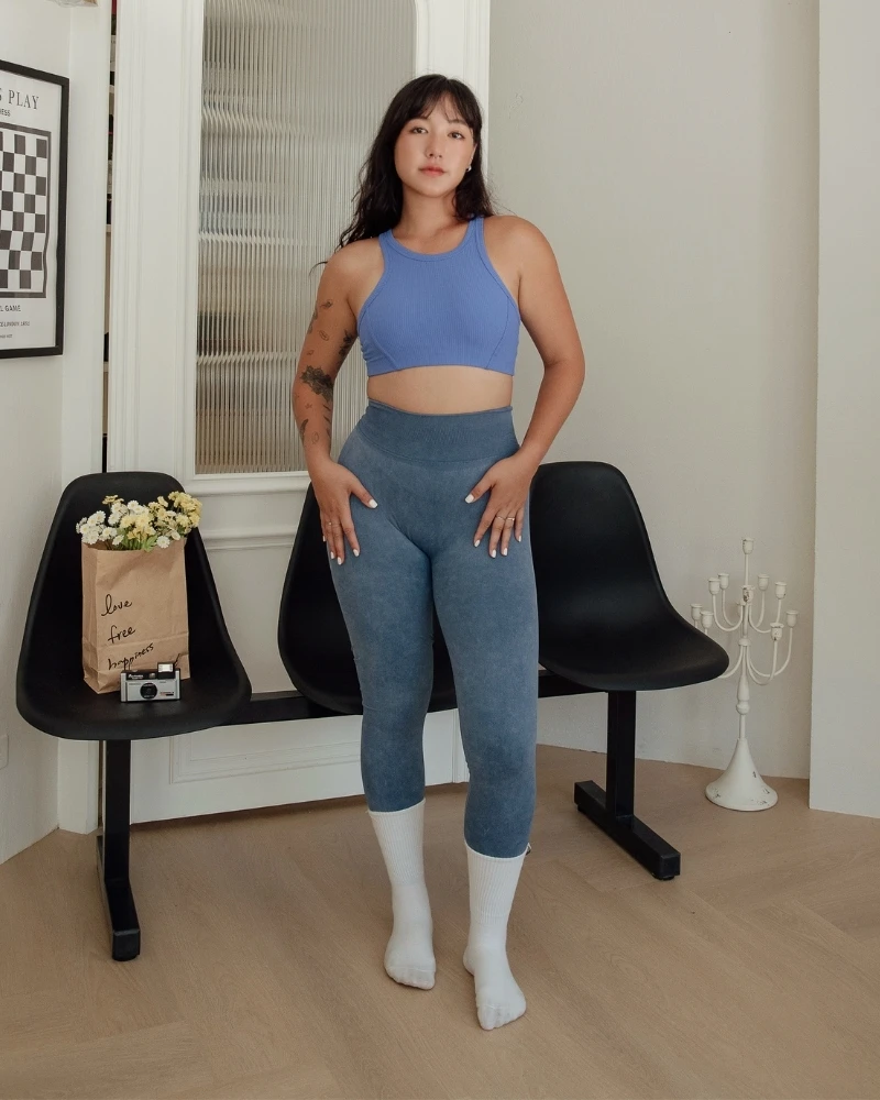 S-2XL｜抗震穩定高強度羅紋高領運動內衣-經典藍