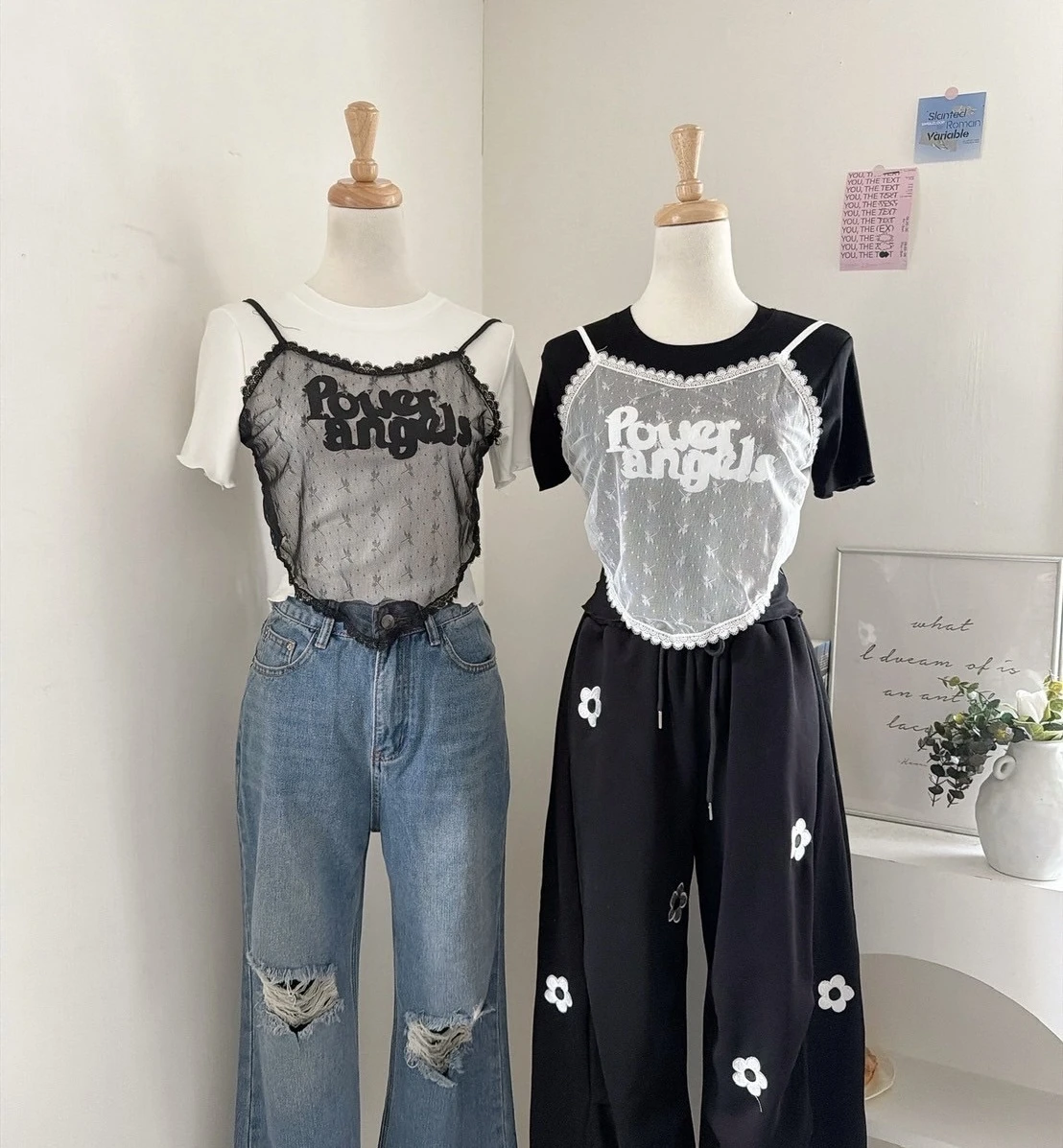 🖤 法式甜酷蕾絲兩件式上衣