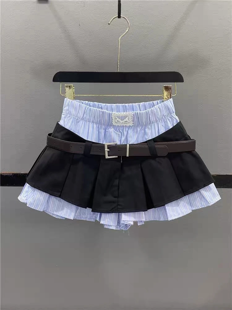 襯衫拼接百褶辣妹裙