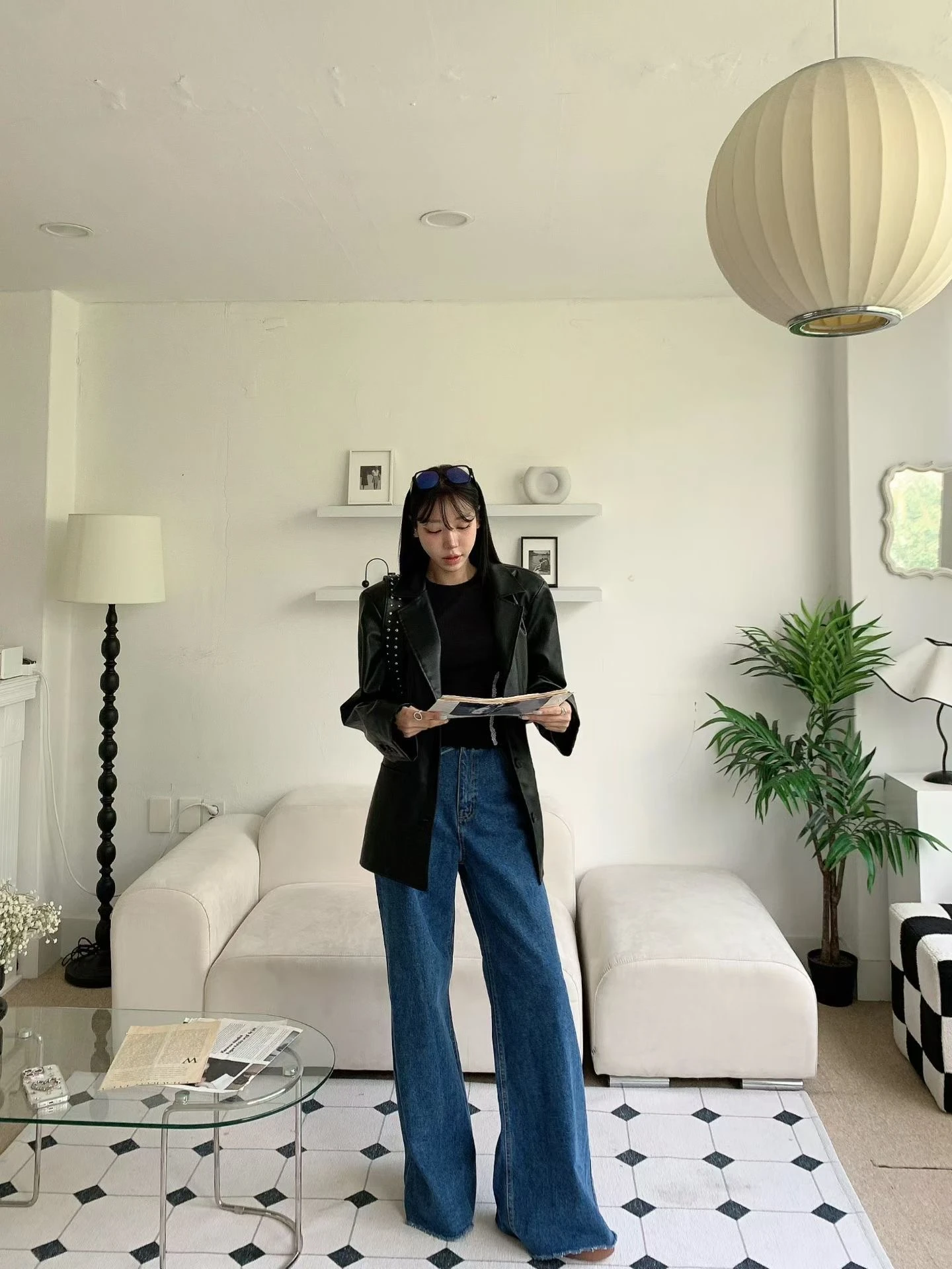 率性皮革西裝外套